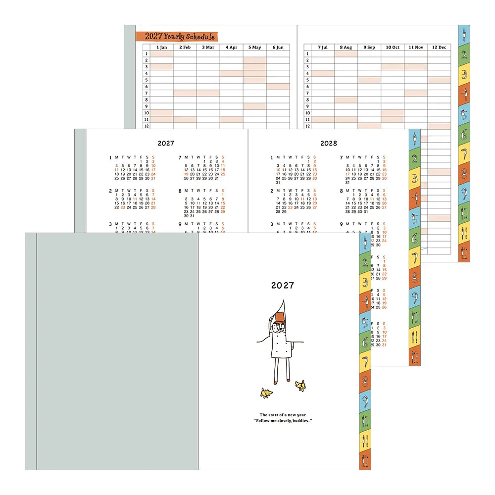 Midori 2027 A6 Pocket Diary - Ojisan: Monthly Block