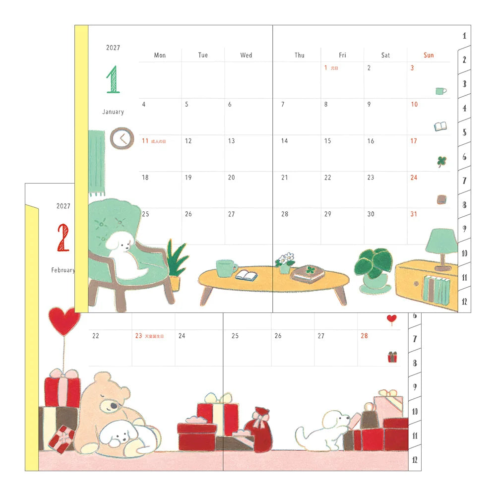Midori 2027 B6 Pocket Diary - Dog