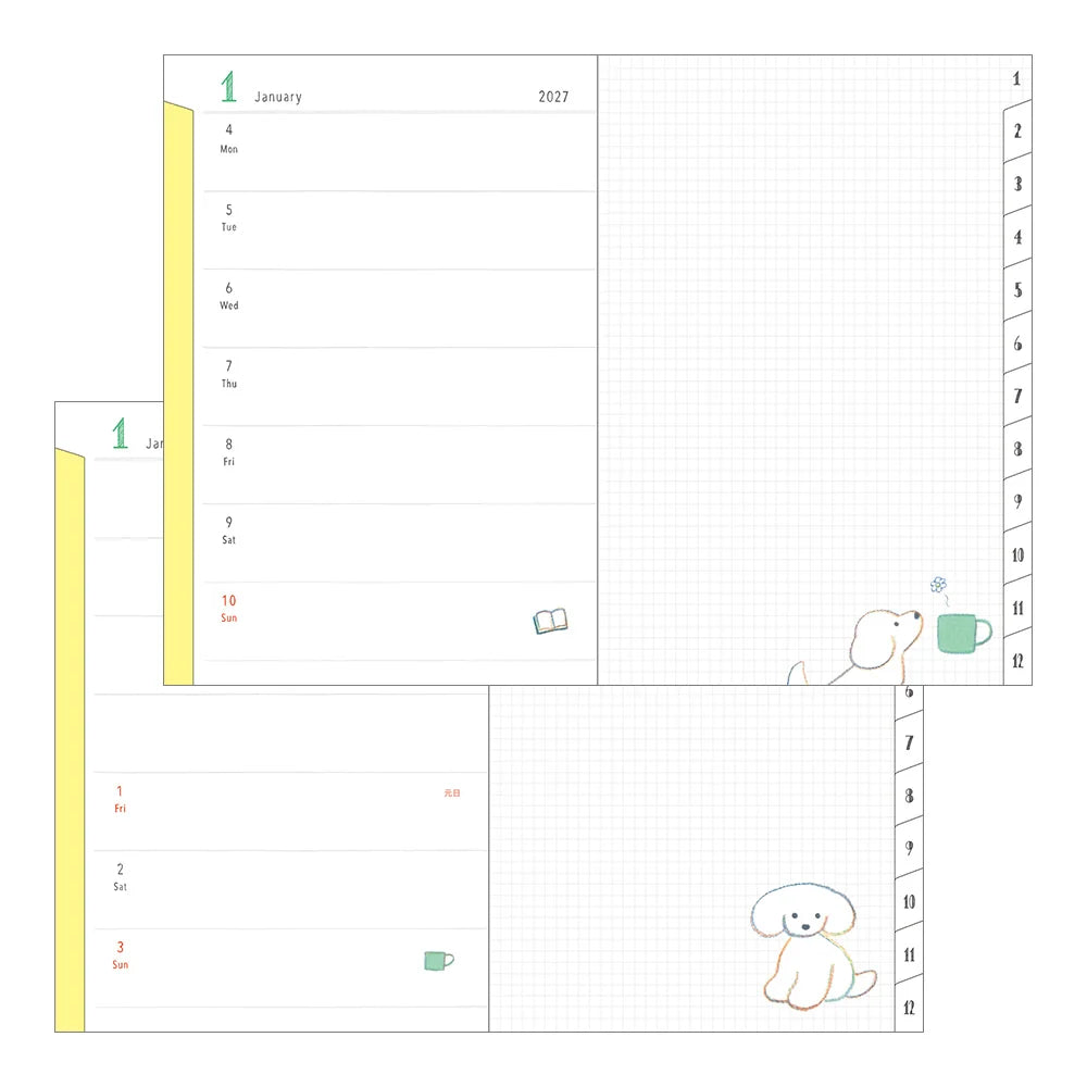 Midori 2027 B6 Pocket Diary - Dog