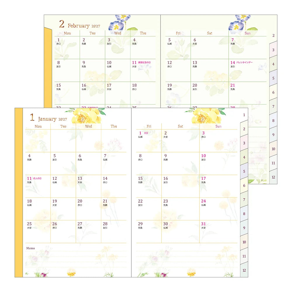 Midori 2027 B6 Pocket Diary - Flower