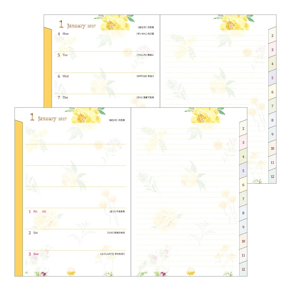 Midori 2027 B6 Pocket Diary - Flower