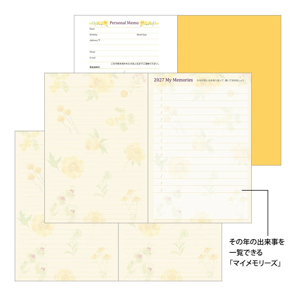 Midori 2027 B6 Pocket Diary - Flower