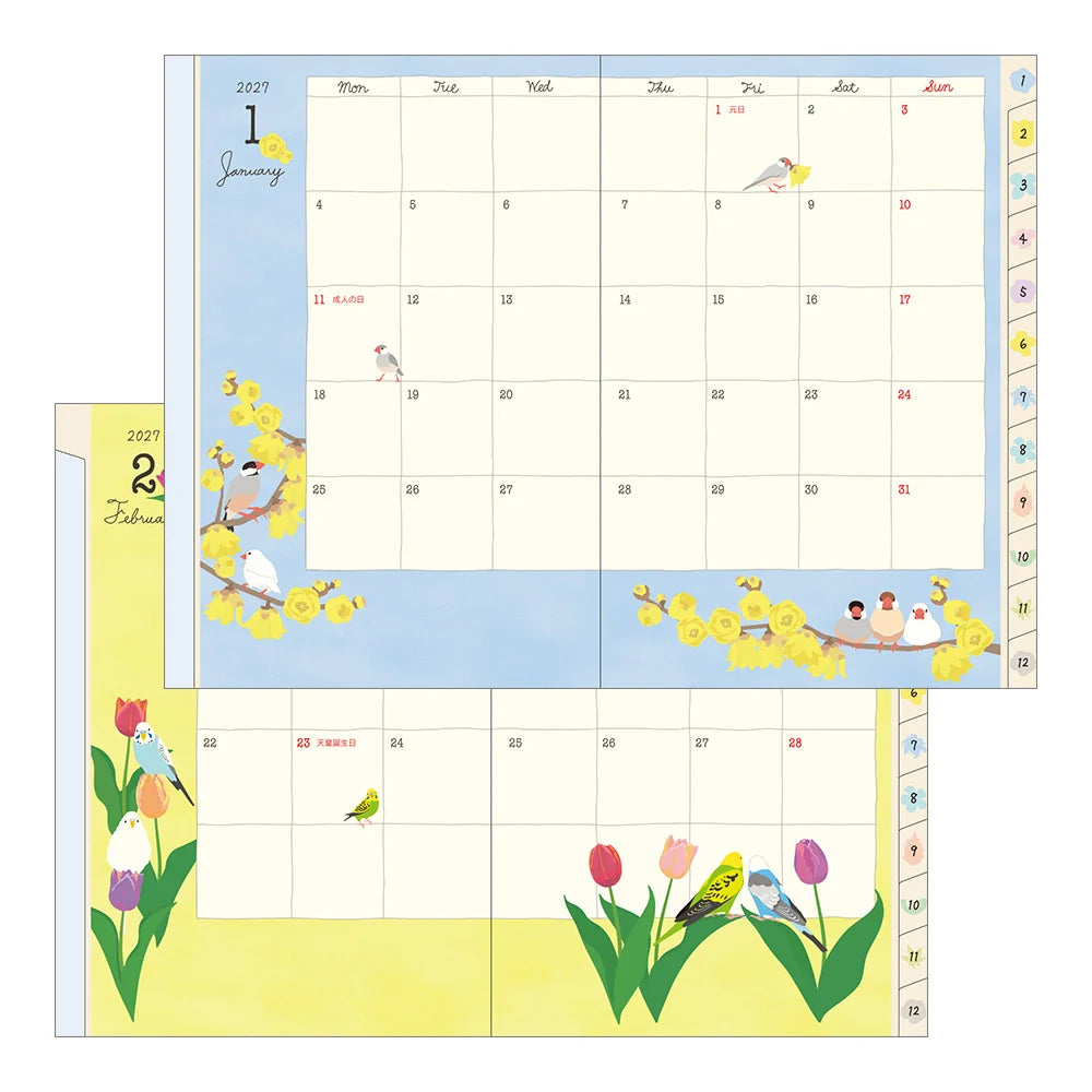 Midori 2027 B6 Pocket Diary - Bird
