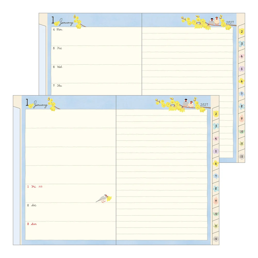 Midori 2027 B6 Pocket Diary - Bird