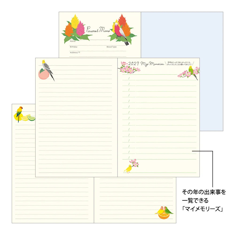 Midori 2027 B6 Pocket Diary - Bird