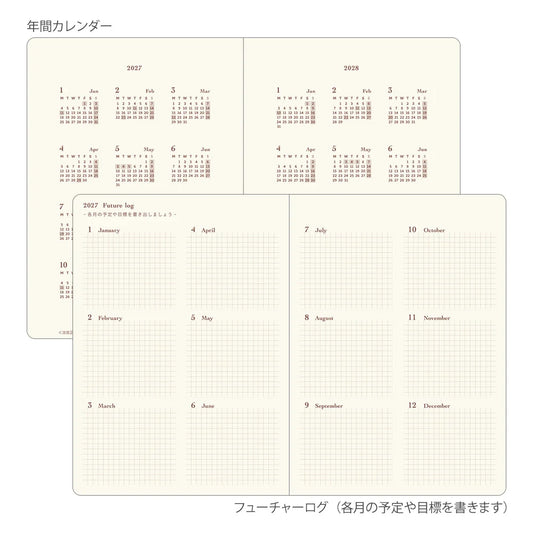 Midori 2027 A6 Hibino Diary - Pink