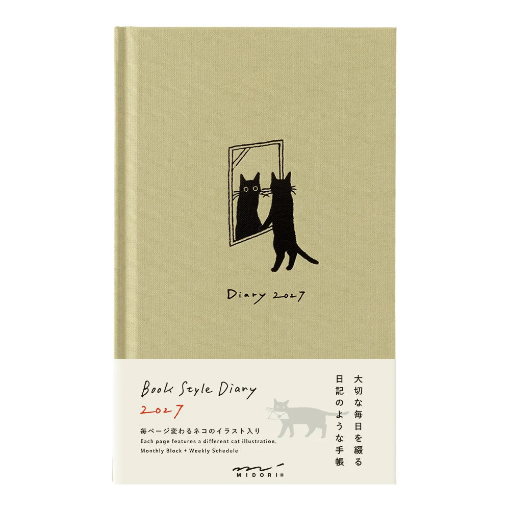 Midori 2027 B6 Book Style Diary - Cat Beige