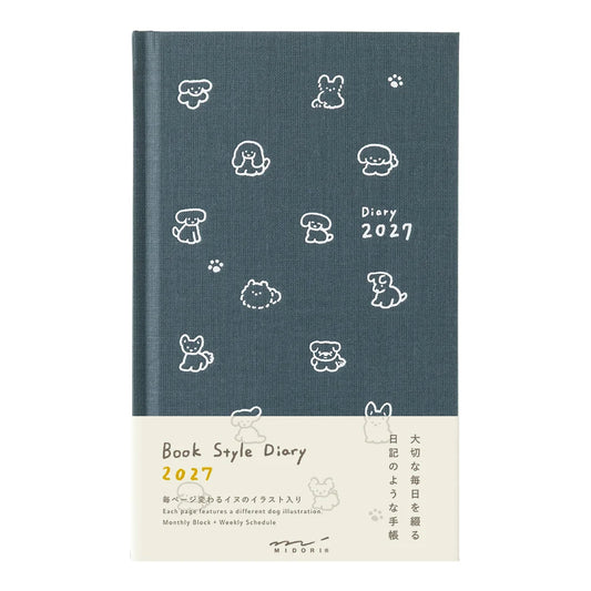 Midori 2027 B6 Book Style Diary - Dog Navy