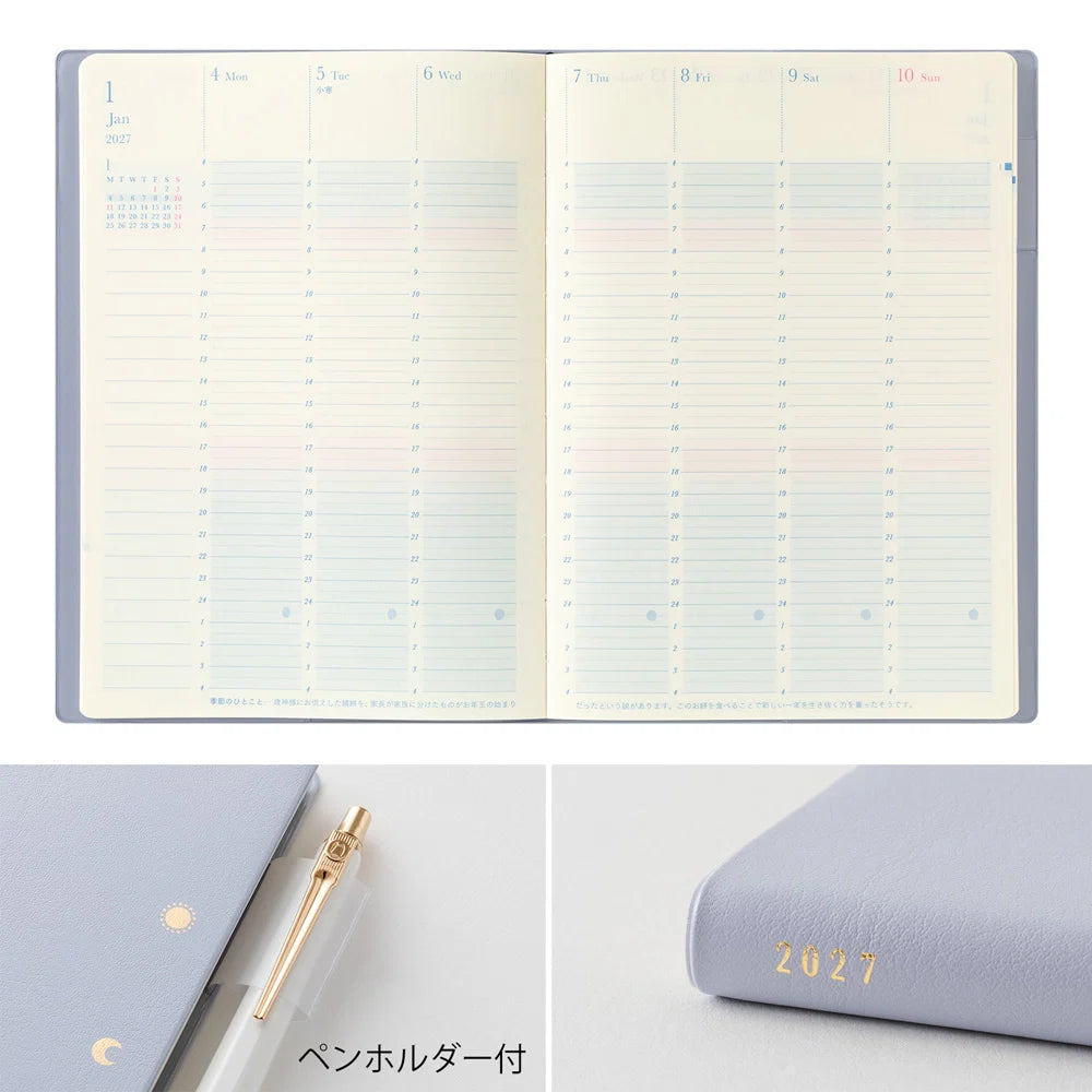 Midori 2027 B6 Gradation Day-Length Weekly Diary - Purple