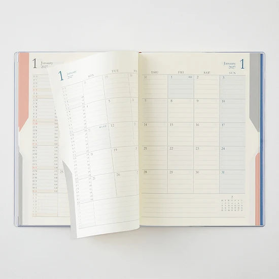 Midori 2027 B6 Double Schedule Diary - Dark Brown