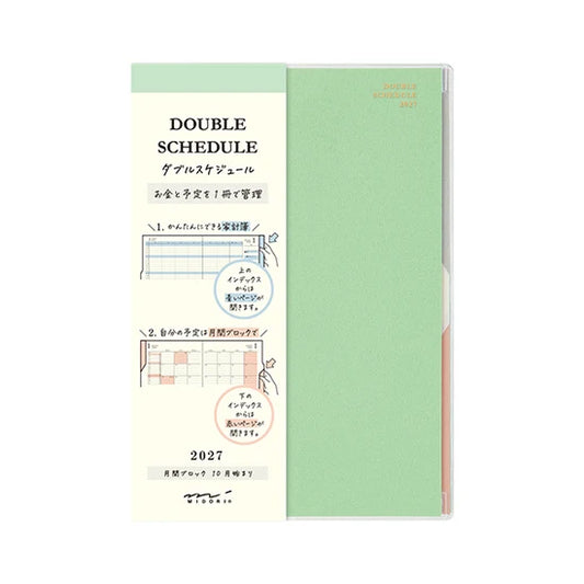 Midori 2027 B6 Double Schedule Diary - Light Green: Money