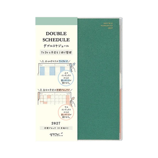 Midori 2027 B6 Double Schedule Diary - Green: To Do