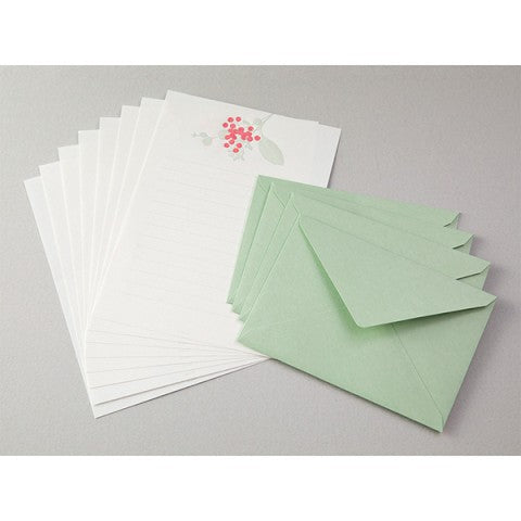 Midori Letter Set Letterpress Bouquet Red