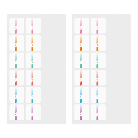 Midori Chiratto Index Label - Large Numbers (Colored)