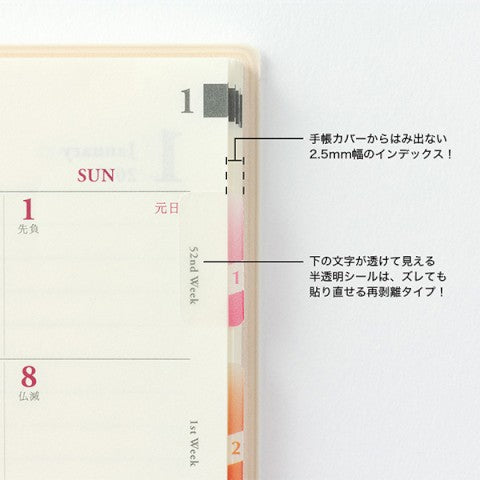 Midori Chiratto Index Label - Large Numbers (Colored)