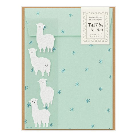 Midori Stationery Set with Sticker - Alpaca