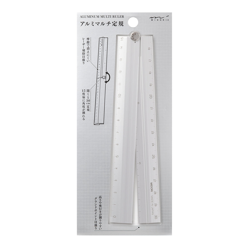 Midori Aluminum Multi Ruler 30cm - Silver