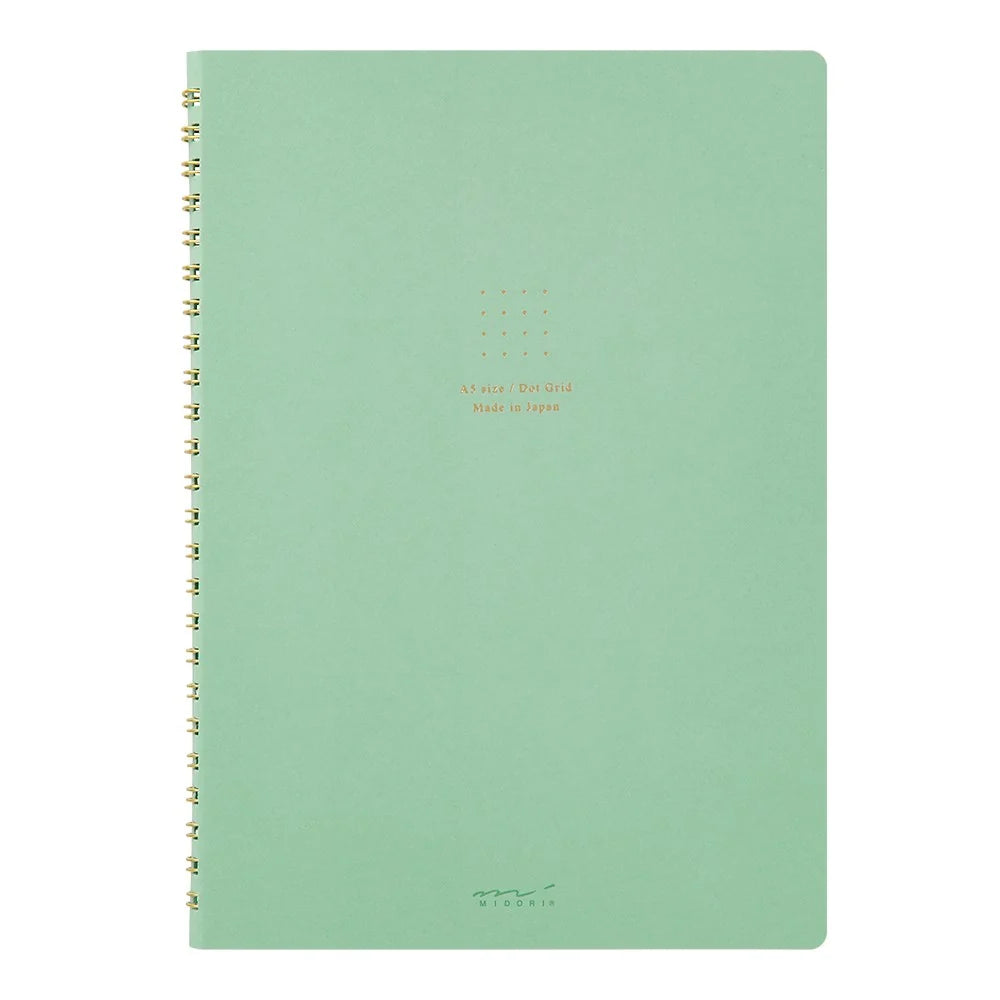 Midori Soft Color A5 Dotted Ring Notebook - Green