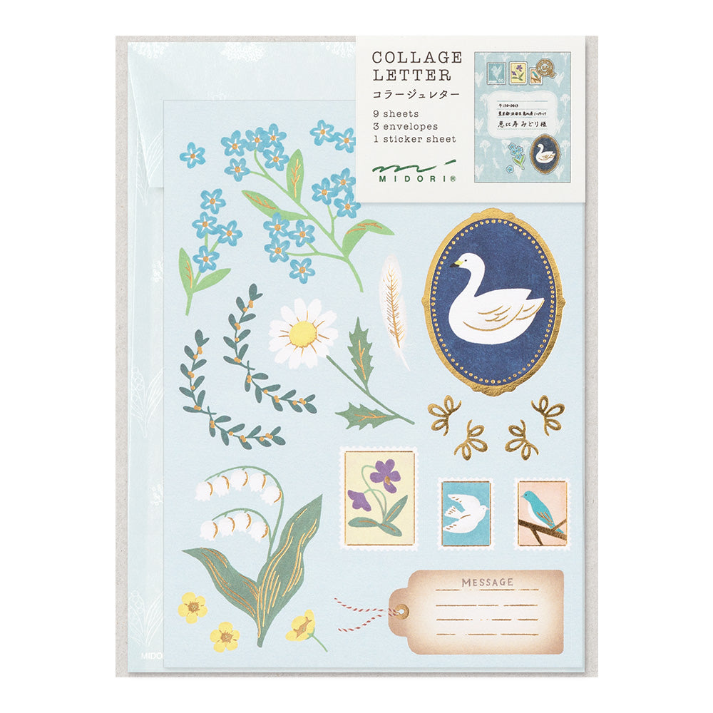 Midori Letter Set Collage - Bird Pattern