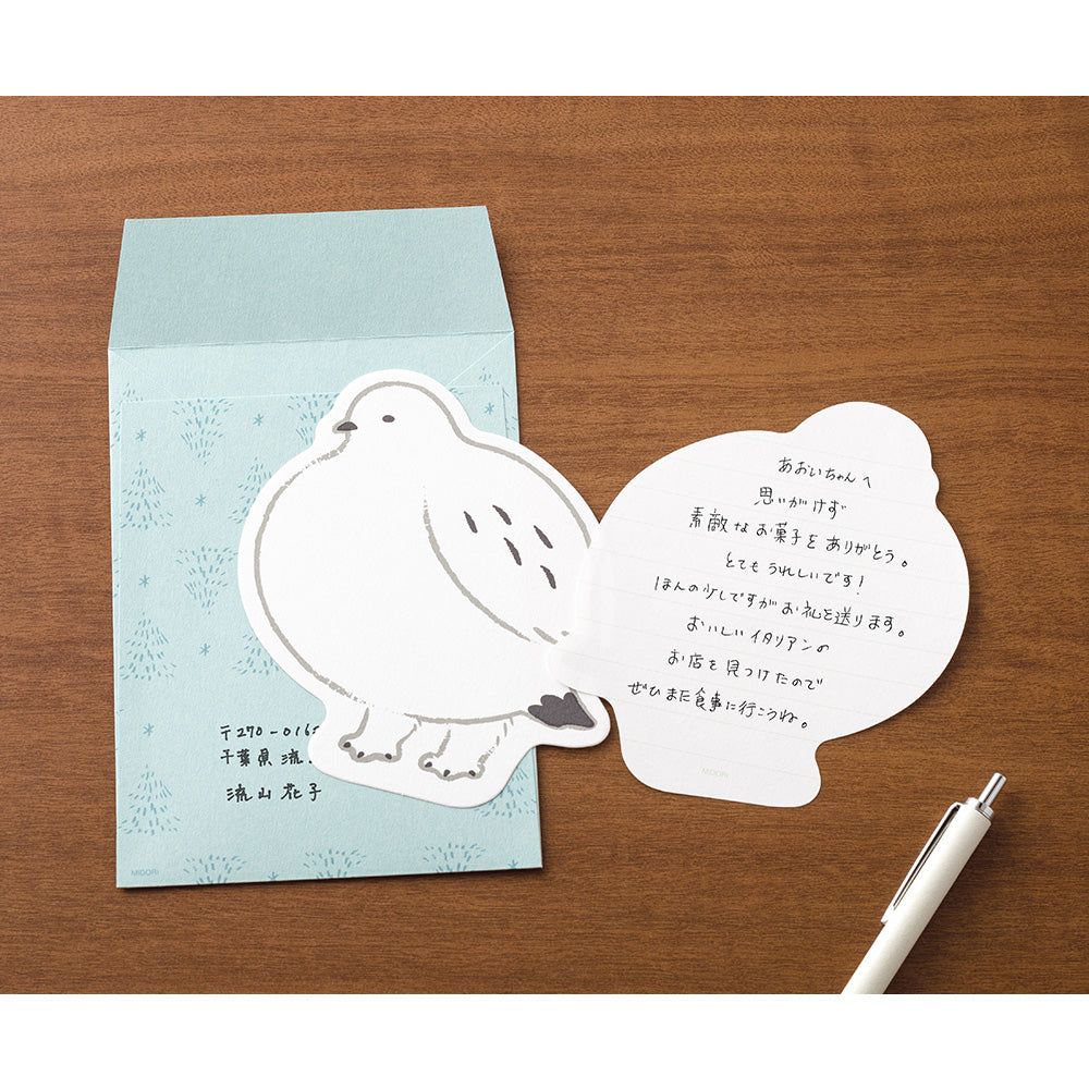 Midori Letter Set Die-Cut Animal - Grouse