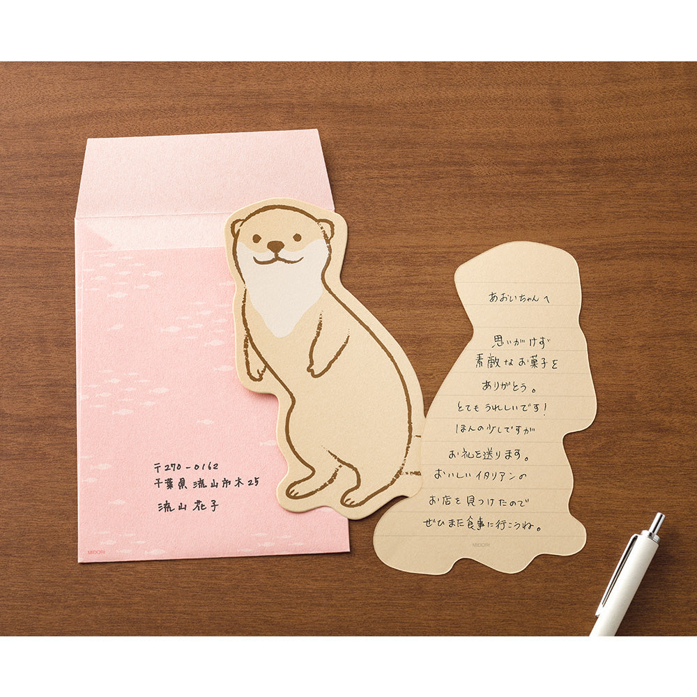 Midori Letter Set Die-Cut Animal - Otter