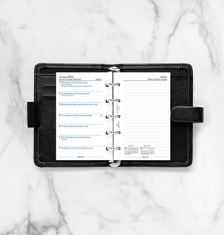 Filofax 2024 Mini Week On One Page with Notes Planner - Multi-language