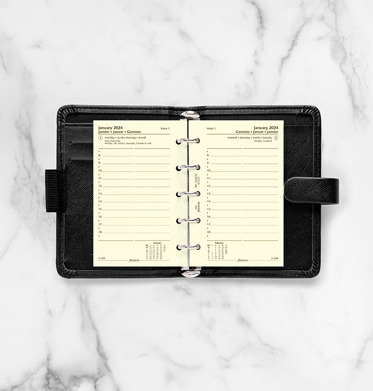 Filofax 2024 Mini One Day On A Page with Appointments Planner - Cotton Cream Multilanguage