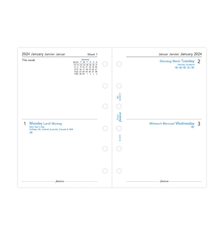 Filofax 2024 Pocket Two Days on One Page Planner