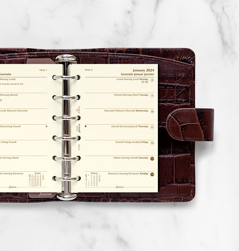 Filofax 2024 Pocket Week on One Page Planner - Cotton Cream