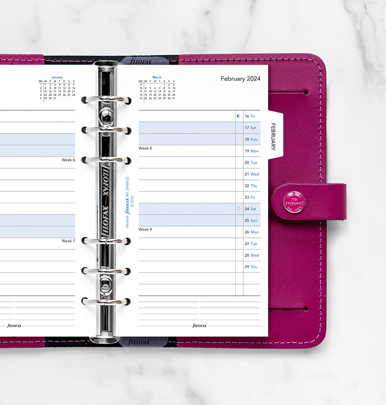 Filofax 2024 Personal Month On Two Pages with Tabs Planner
