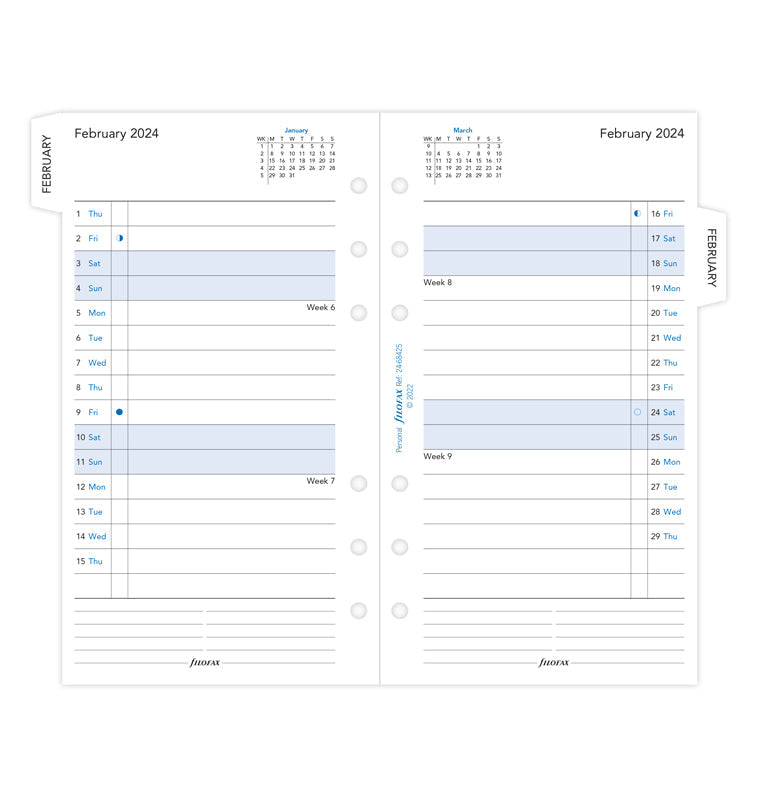 Filofax 2024 Personal Month On Two Pages with Tabs Planner