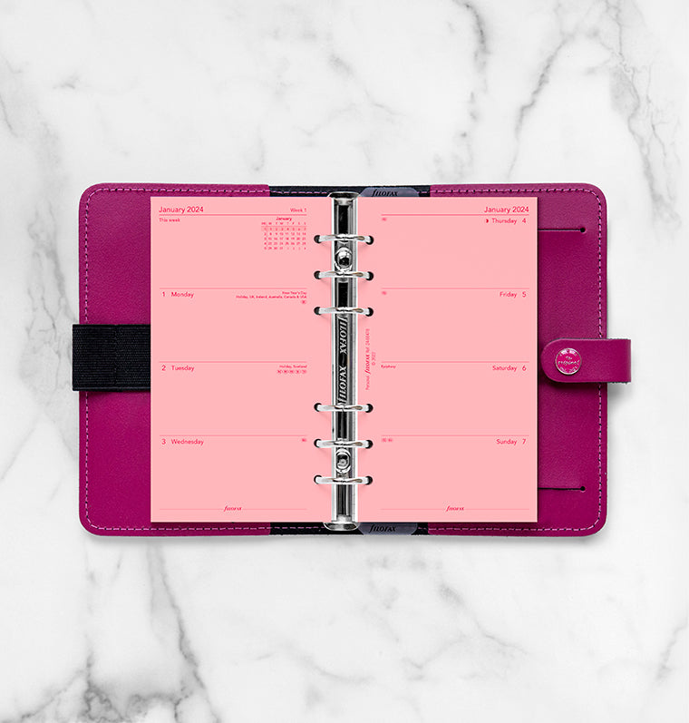 Filofax 2024 Personal Week on Two Pages Planner - Pink
