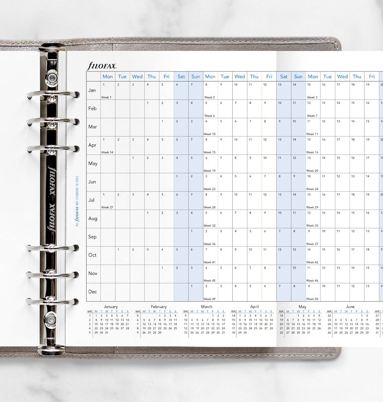 Filofax 2024 A5 Horizontal Year Planner - White