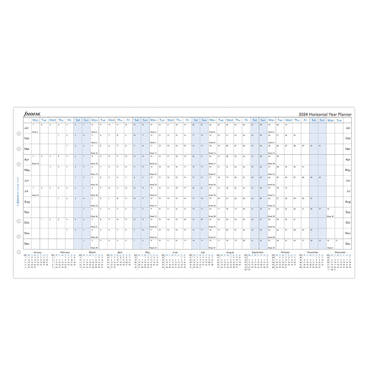 Filofax 2024 A5 Horizontal Year Planner - White