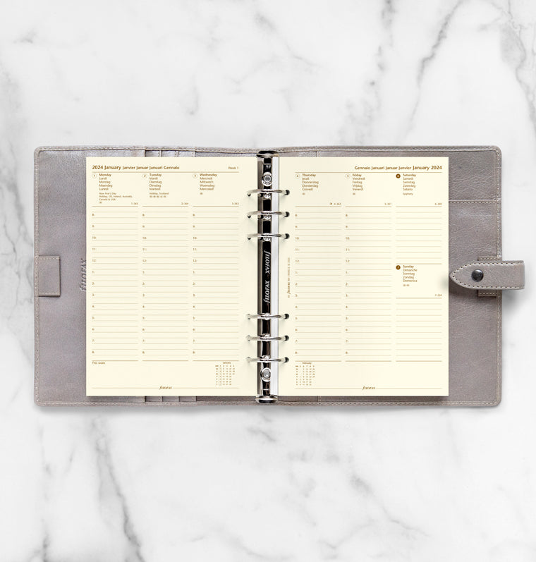 Filofax 2024 A5 Week on Two Pages - Diary with Appointments (Cotton Cream Paper)