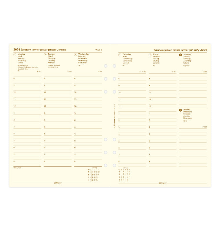 Filofax 2024 A5 Week on Two Pages - Diary with Appointments (Cotton Cream Paper)