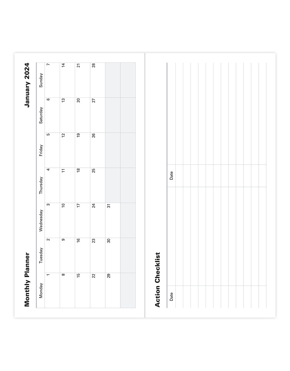Letts of London 2024 Classic Slim Landscape Week to View Planner - Black