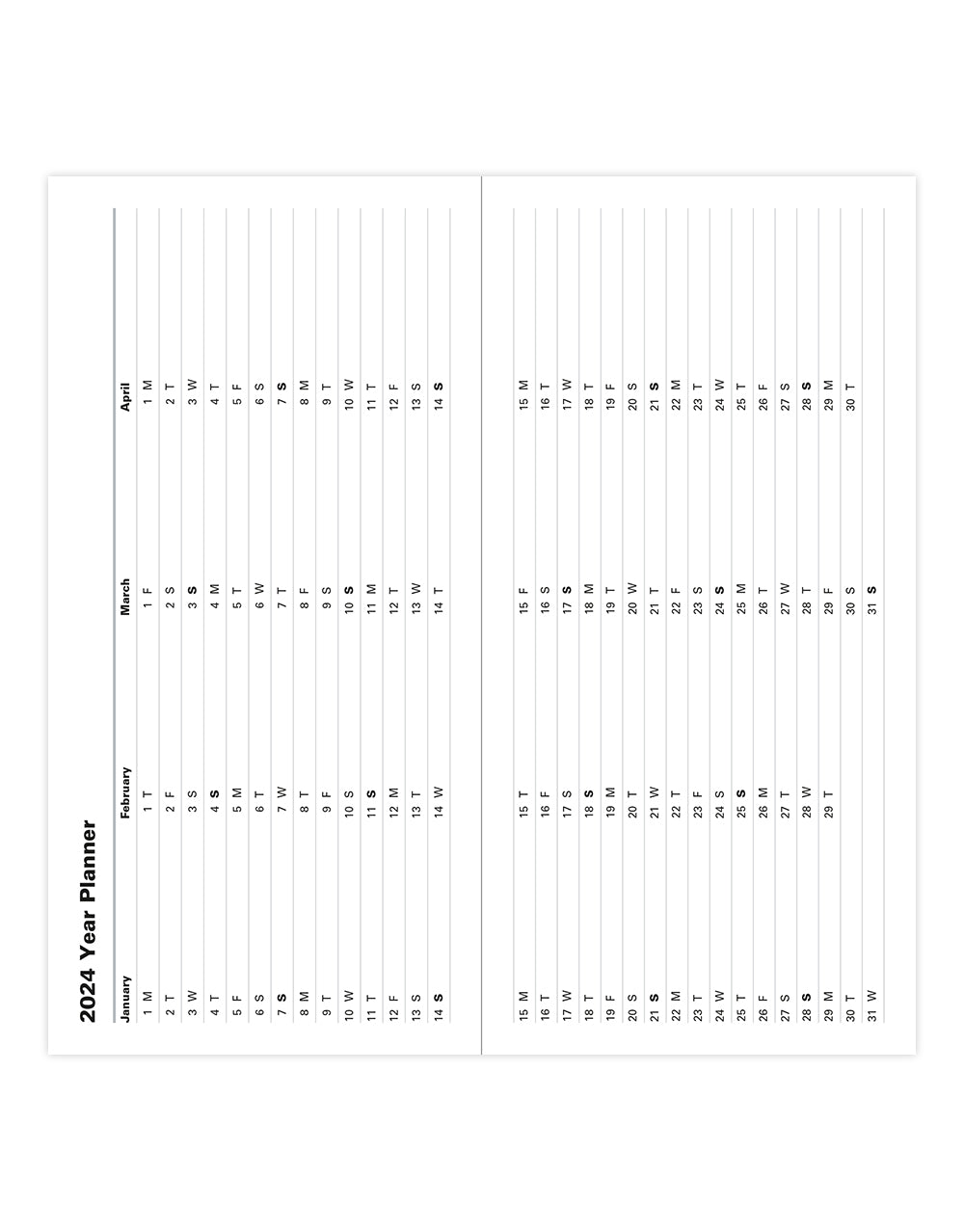 Letts of London 2024 Classic Slim Landscape Week to View Planner - Black