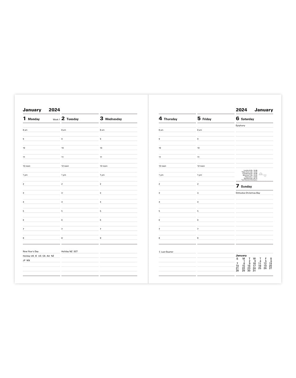 Letts of London 2024 Classic A5 Vertical Week to View Planner with Appointments - Black