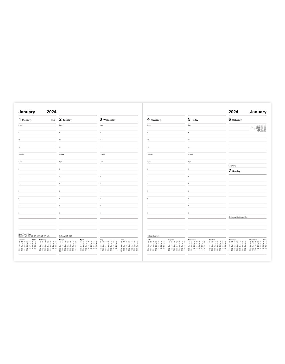 Letts of London 2024 Classic Quarto Vertical Week to View Planner with Appointments - Burgundy