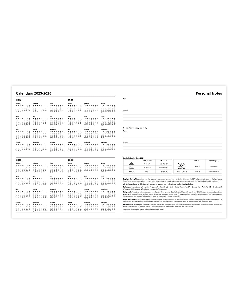 Letts of London 2024 Classic Quarto Vertical Week to View Planner with Appointments - Black