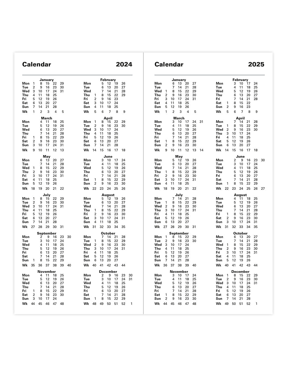 Letts of London 2024 Classic Slim Week to View Monthly Planner - Black