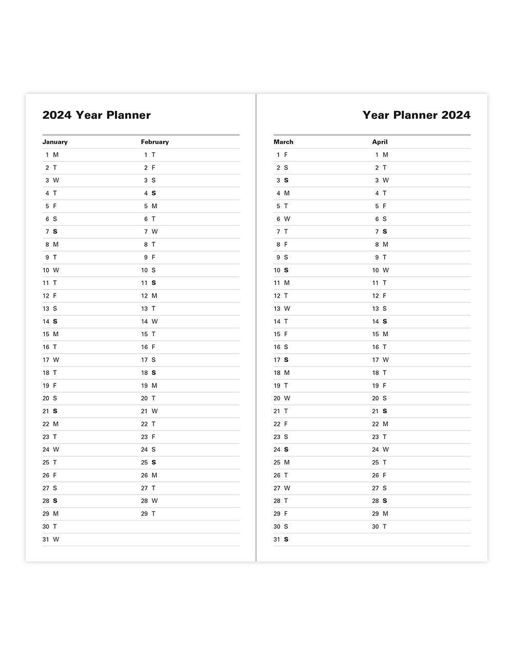 Letts of London 2024 Classic Slim Week to View Monthly Planner - Black