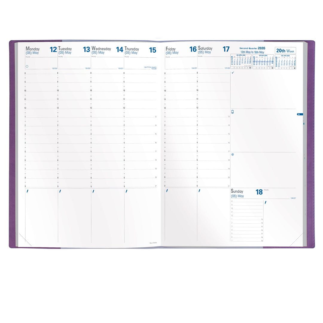 Quo Vadis 2026 Prenote 13 Months Weekly Planner - Texas Black