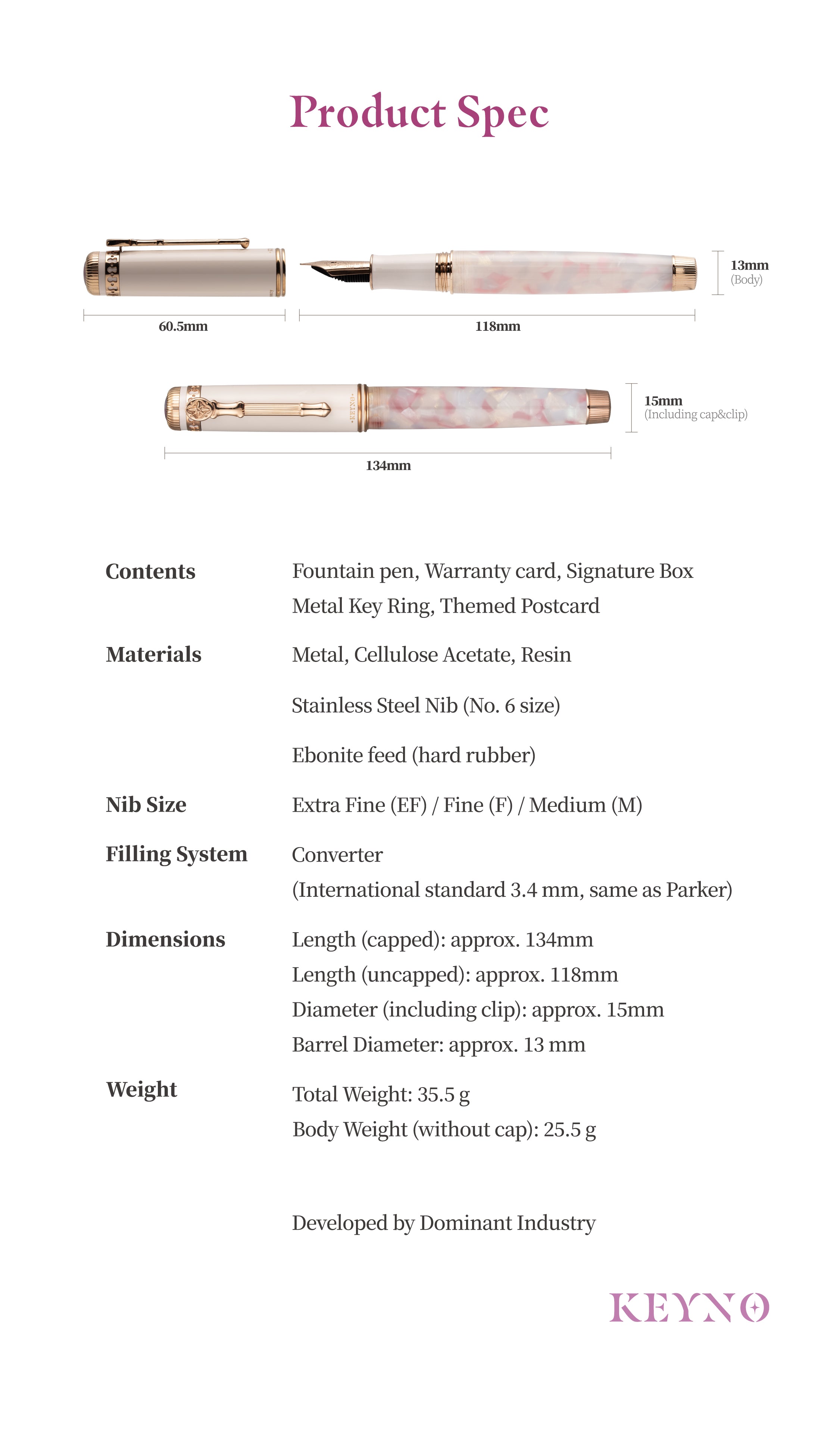 字幅EF Dominant Industry keyno No.014 万年筆 Dominant Industry Keyno Fountain Pen - No. 014 Cherishment