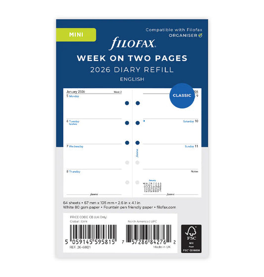 Filofax 2026 Mini Week to View Planner
