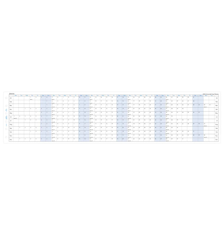 Filofax 2026 Pocket Horizontal Year Planner - English