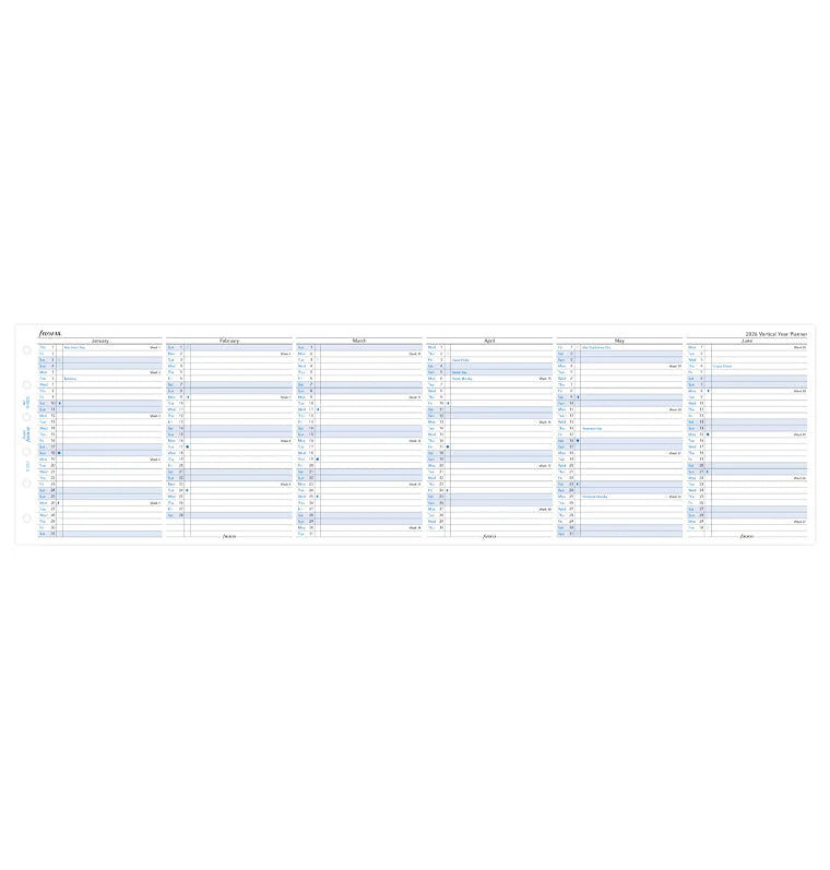 Filofax 2026 Pocket Vertical Year Planner - English
