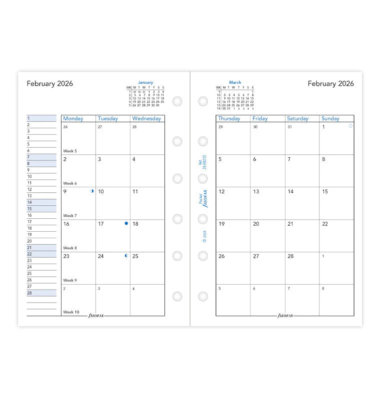 Filofax 2026 Pocket Month on Two Pages Planner