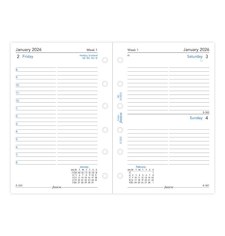 Filofax 2026 Pocket Day on a Page Planner